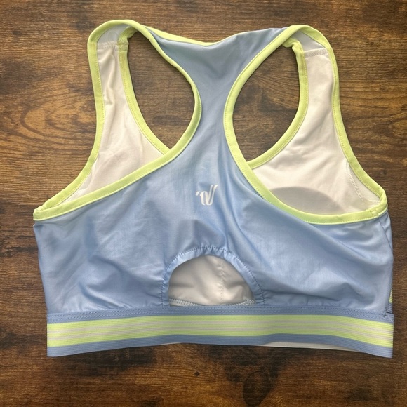 Varsity Spirit Light Blue with neon accent Women's Sports Bra size large - Picture 2 of 4